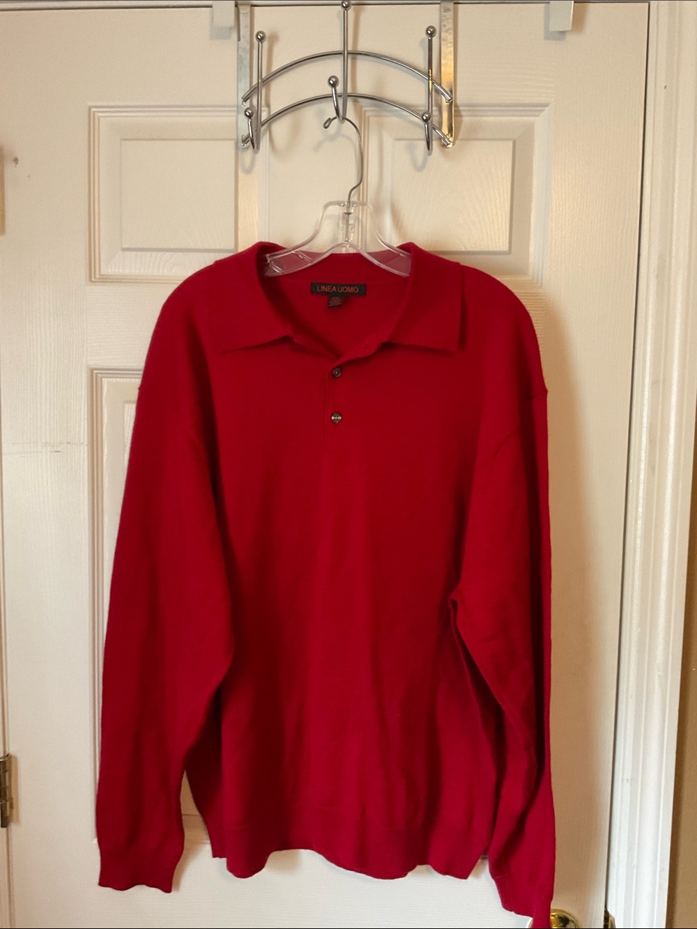 Linea Uomo Men’s Wool Blend Long Sleeves Collard Pull Over Sweater Size XXL Fall